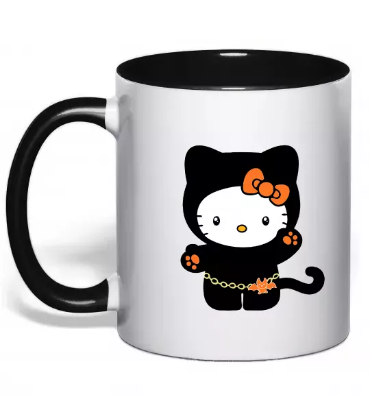 Чашка з кольоровою ручкою Hello Kitty cat costume Чорний фото