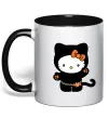 Чашка з кольоровою ручкою Hello Kitty cat costume Чорний фото