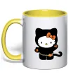 Чашка с цветной ручкой Hello Kitty cat costume Лимонный фото
