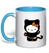 Чашка з кольоровою ручкою Hello Kitty cat costume Блакитний фото