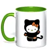 Чашка з кольоровою ручкою Hello Kitty cat costume Зелений фото