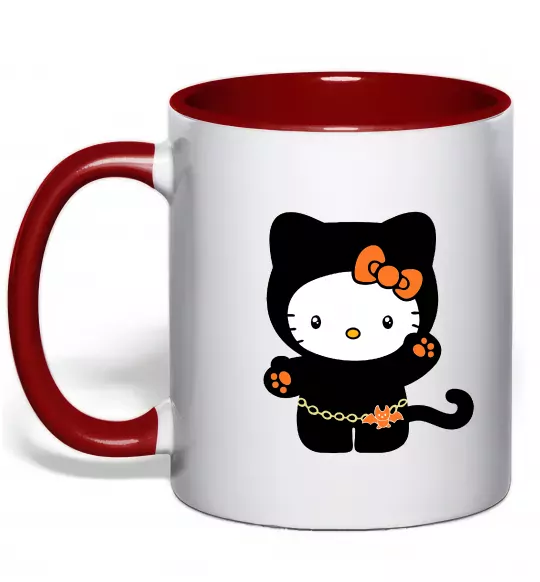 Чашка з кольоровою ручкою Hello Kitty cat costume Червоний фото
