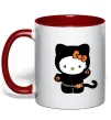 Чашка з кольоровою ручкою Hello Kitty cat costume Червоний фото
