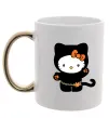 Чашка з кольоровою ручкою Hello Kitty cat costume Золото фото