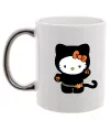 Чашка з кольоровою ручкою Hello Kitty cat costume Срібло фото