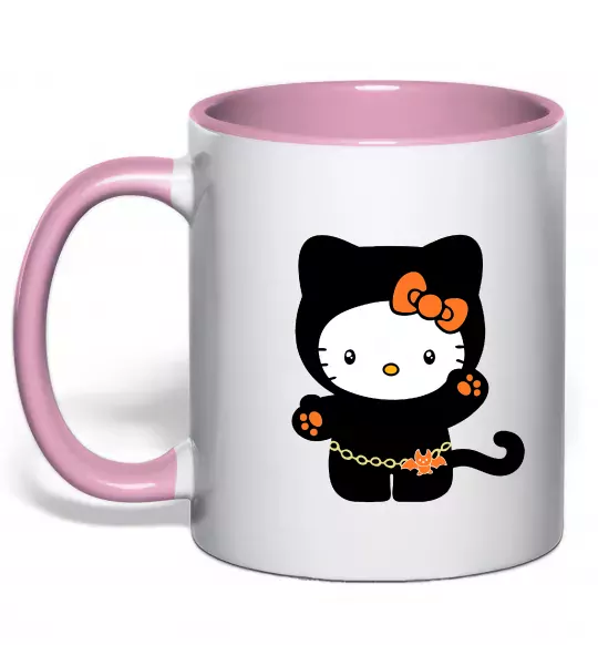 Чашка з кольоровою ручкою Hello Kitty cat costume Ніжно рожевий фото