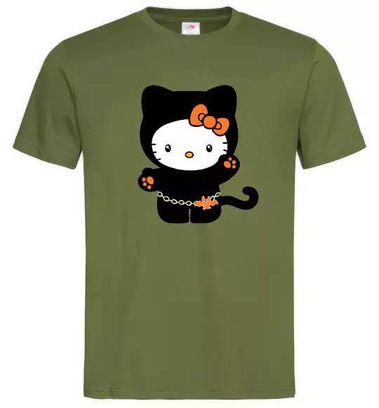 Чоловіча футболка Hello Kitty cat costume Оливковий фото