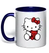 Чашка з кольоровою ручкою Hello kitty with bear Глибокий темно-синій фото