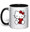 Чашка з кольоровою ручкою Hello kitty with bear Чорний фото