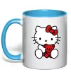 Чашка з кольоровою ручкою Hello kitty with bear Блакитний фото