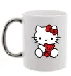 Чашка з кольоровою ручкою Hello kitty with bear Срібло фото