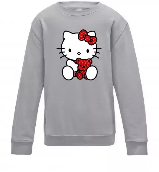 Дитячий світшот Hello kitty with bear Сірий меланж фото