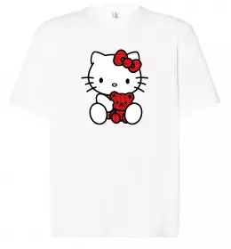 Футболка Оверсайз Hello kitty with bear Белый фото