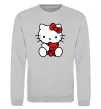 Світшот Hello kitty with bear Сірий меланж фото