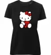 Женская премиум футболка Hello kitty with bear Черный фото