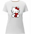 Женская премиум футболка Hello kitty with bear Белый фото