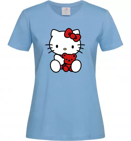 Жіноча футболка Hello kitty with bear Блакитний фото