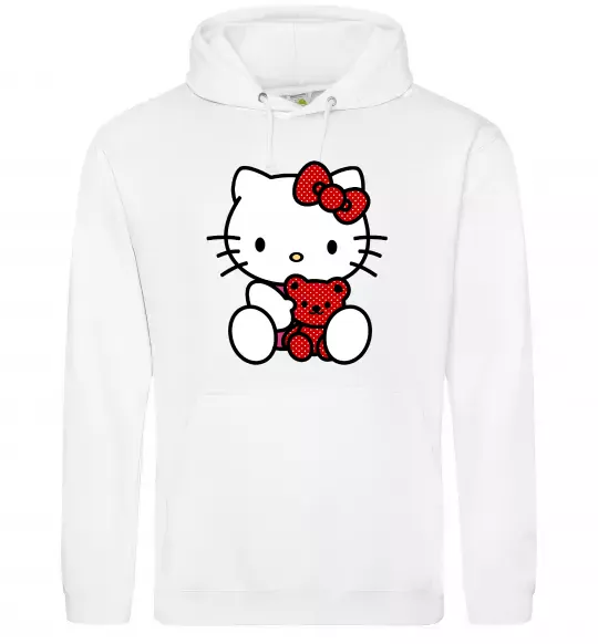 Мужская толстовка (худи) Hello kitty with bear Белый фото