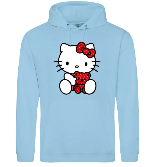 Чоловіча толстовка (худі) Hello kitty with bear Блакитний фото
