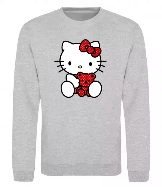 Свитшот Hello kitty with bear Серый меланж фото