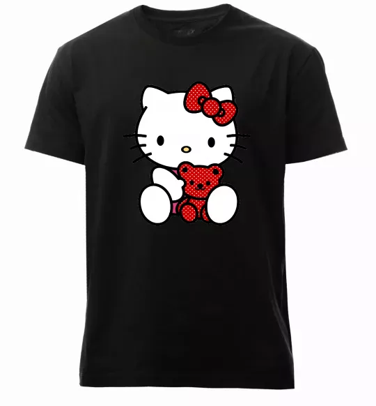 Мужская премиум футболка Hello kitty with bear Черный фото