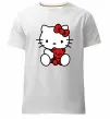 Мужская премиум футболка Hello kitty with bear Белый фото