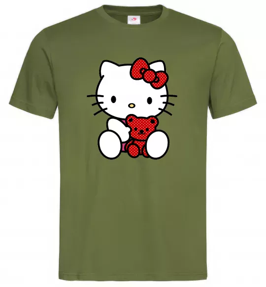 Чоловіча футболка Hello kitty with bear Оливковий фото