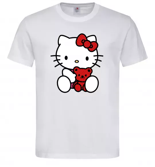 Чоловіча футболка Hello kitty with bear Білий фото