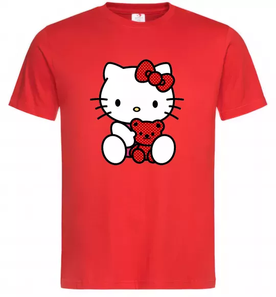 Чоловіча футболка Hello kitty with bear Червоний фото