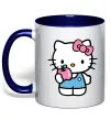 Чашка с цветной ручкой Hello kitty with apple Глубокий темно-синий фото