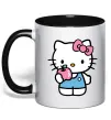 Чашка с цветной ручкой Hello kitty with apple Черный фото