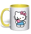 Чашка з кольоровою ручкою Hello kitty with apple Лимонний фото