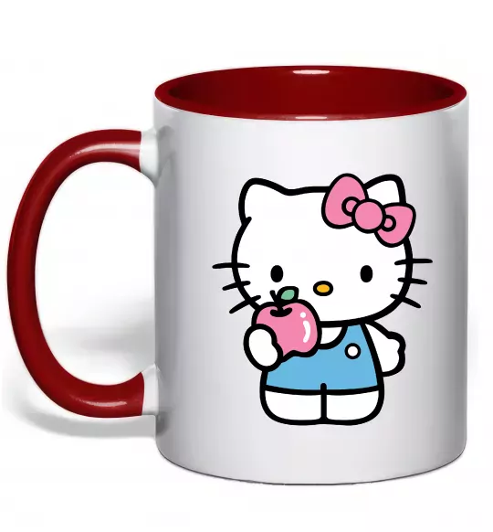 Чашка с цветной ручкой Hello kitty with apple Красный фото