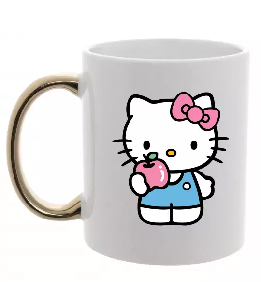 Чашка с цветной ручкой Hello kitty with apple Золото фото