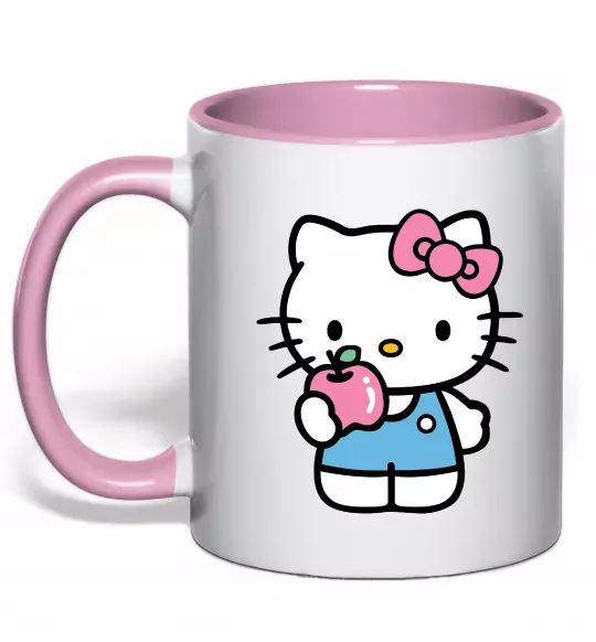 Чашка с цветной ручкой Hello kitty with apple Нежно розовый фото