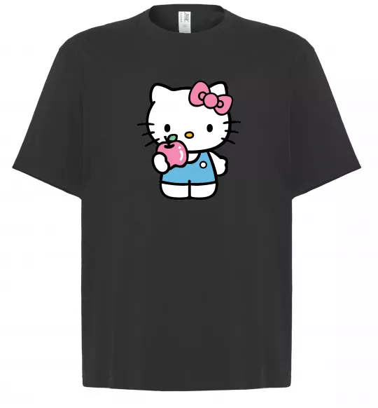 Футболка Оверсайз Hello kitty with apple Черный фото