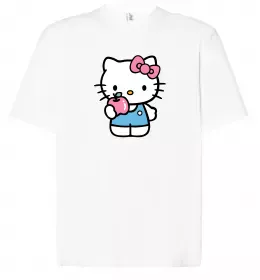 Футболка Оверсайз Hello kitty with apple Белый фото