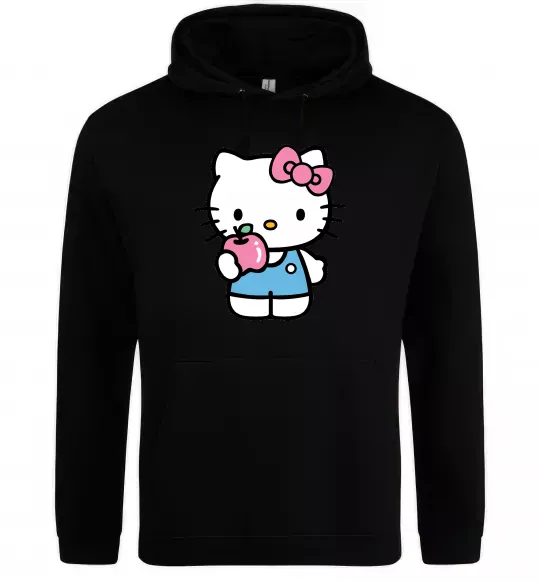 Мужская толстовка (худи) Hello kitty with apple Черный фото