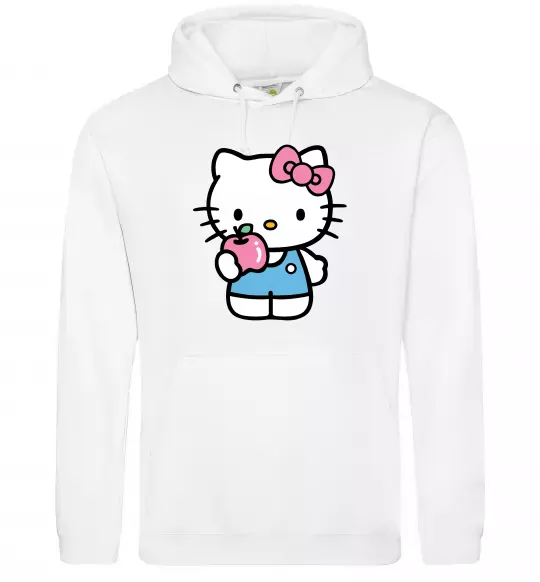 Мужская толстовка (худи) Hello kitty with apple Белый фото