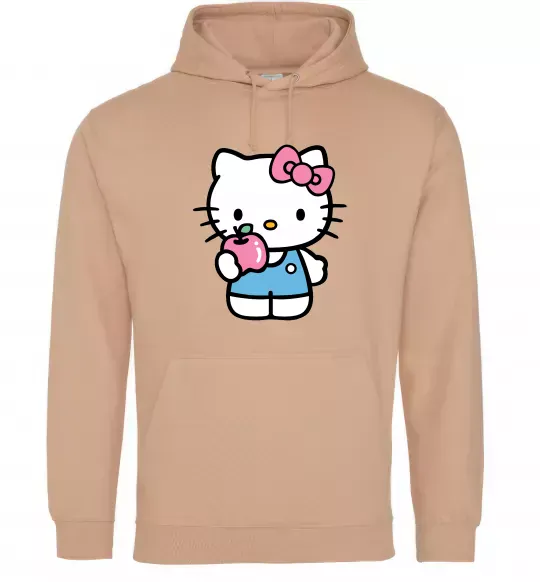 Мужская толстовка (худи) Hello kitty with apple Песочный фото