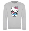 Світшот Hello kitty with apple Сірий меланж фото