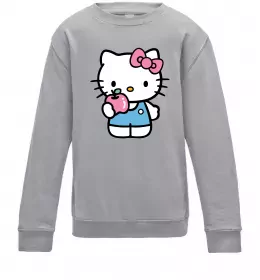 Дитячий світшот Hello kitty with apple Сірий меланж фото