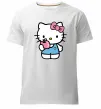 Чоловіча преміум футболка Hello kitty with apple Білий фото