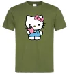 Чоловіча футболка Hello kitty with apple Оливковий фото