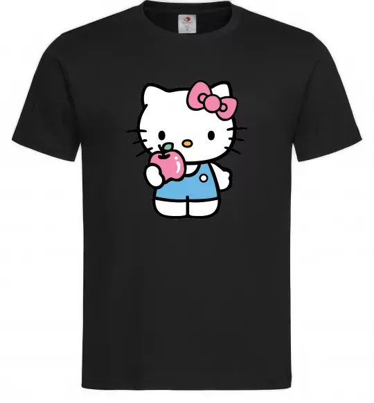 Чоловіча футболка Hello kitty with apple Чорний фото