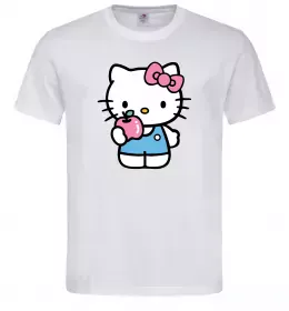 Чоловіча футболка Hello kitty with apple Білий фото