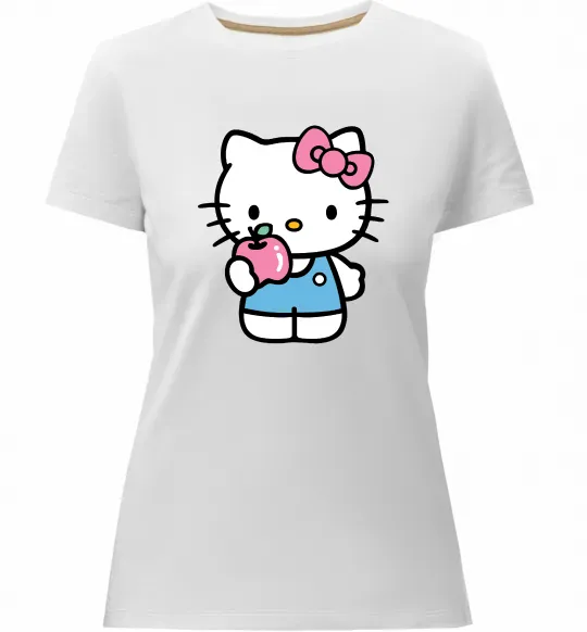 Жіноча преміум футболка Hello kitty with apple Білий фото