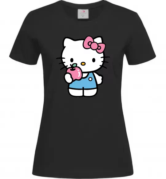 Жіноча футболка Hello kitty with apple Чорний фото