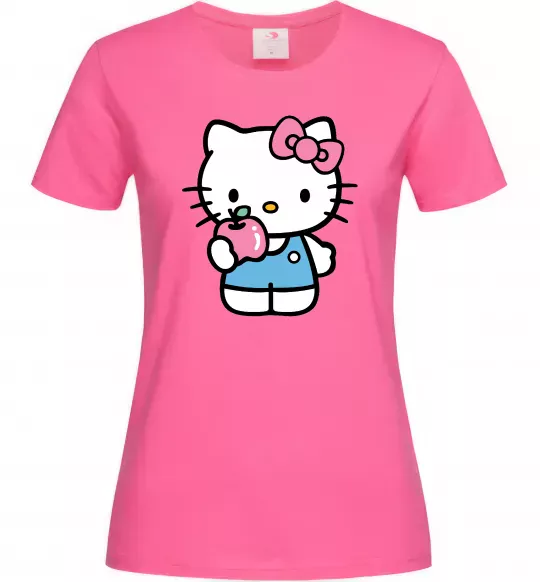 Жіноча футболка Hello kitty with apple Яскраво-рожевий фото