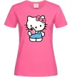 Жіноча футболка Hello kitty with apple Яскраво-рожевий фото